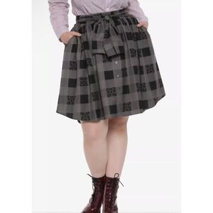 SUPERNATURAL Pentagram black and gray plaid skirt shirt tie waist belt 1X